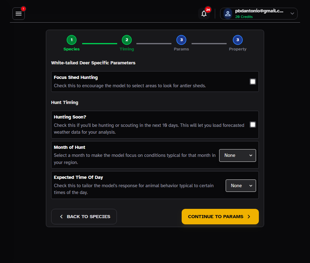 Step 2: Hunt Timing and Weather Parameters